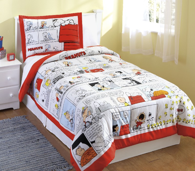 Boys Peanuts Snoopy Comics Red Comforter Sham Set Twin eBay